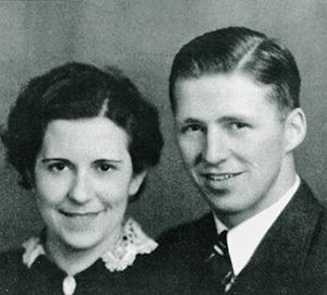 Mr. and Mrs. Borlaug, 1937 wedding photo